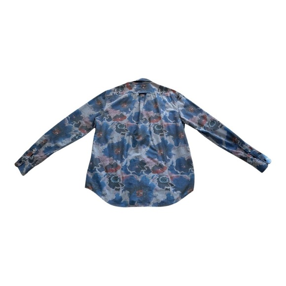 Desigual Shirt Long Sleeves Button Up Floral Striped Print Blue Mens Size XL - Picture 4 of 12